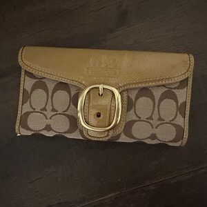Coach Brown and Tan Signature Wallet